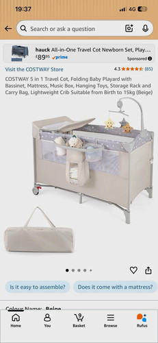 Costway 5in1 travel - costway, cot